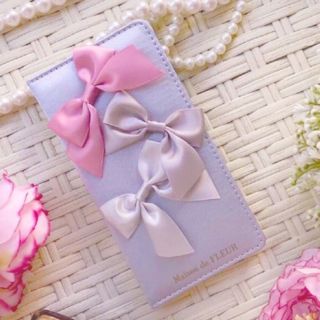 メゾンドフルール(Maison de FLEUR)のカラフルリボンiPhone X/XSケース（グレー）(iPhoneケース)