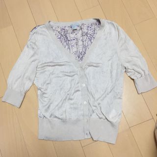 エイチアンドエム(H&M)のH&M ベージュピンク 七分袖 薄手カーディガン M (カーディガン)