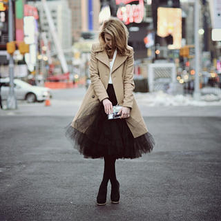 ダブルスタンダードクロージング(DOUBLE STANDARD CLOTHING)のVANILLA CoUTURE/ヴァニラクチュール♡ブラックチュールスカート黒色(ひざ丈スカート)