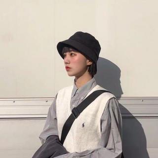 【新品】 バケットハット　無地　黒　オールシーズン 韓国ファッション(ハット)
