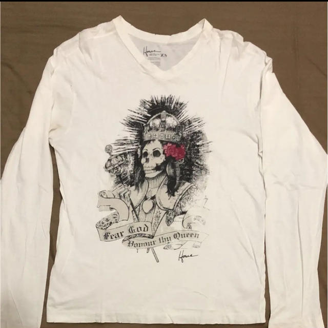 インポート プリントシャツ ロンT  ホワイト skull レディースのトップス(Tシャツ(長袖/七分))の商品写真