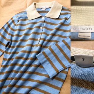 ジョンスメドレー(JOHN SMEDLEY)の美品 JOHN SMEDLEY ポロシャツ S ボーダー(ポロシャツ)