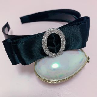 ゴスロリ カチューシャ 黒兎さんのおめかしリボン オーバル(カチューシャ)