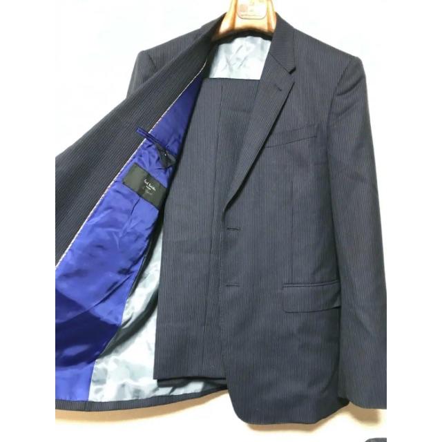 【未使用品/シルク混】 Paul Smith スーツ L ネイビーストライプ