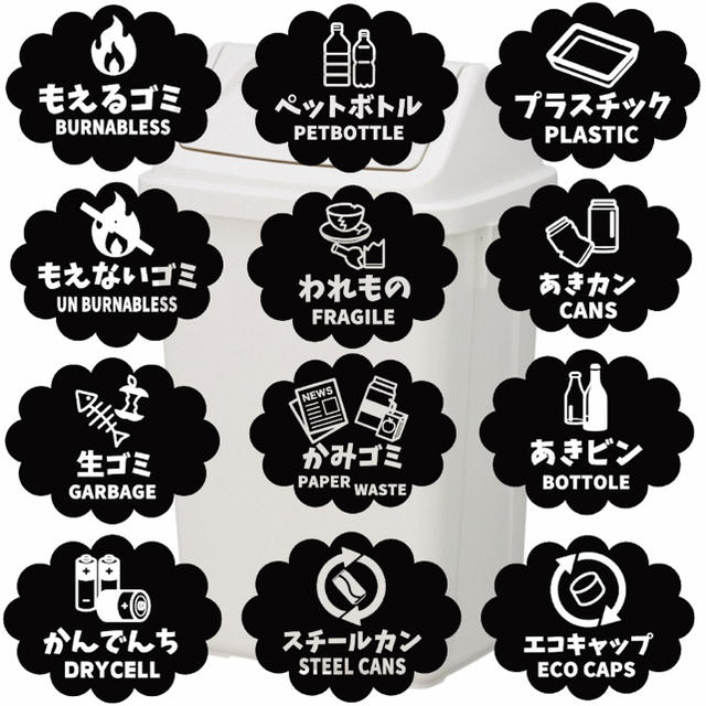 【インテリア・DIY】ゴミ分別ステッカーシール インテリア/住まい/日用品のインテリア小物(ごみ箱)の商品写真
