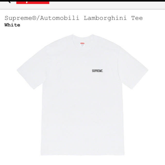 ホワイト　シュプリーム　Lamborghini Tee　ランボルギーニ