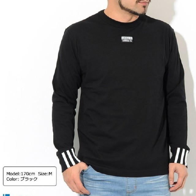 adidas(アディダス)のadidasoriginals バックBOXロゴロンT 長袖T✨黒ブラックM メンズのトップス(Tシャツ/カットソー(七分/長袖))の商品写真