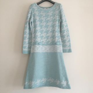 クレージュ(Courreges)の新品♡クレージュ ラメ入り長袖ニット 水色ワンピ(ひざ丈ワンピース)