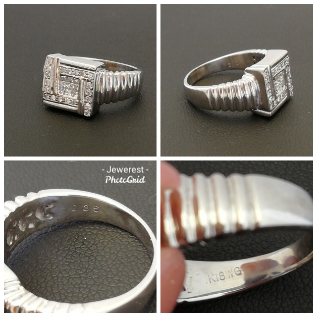 K18WG　✨ダイヤ✨スクエア・デザイン・オシャレ・リング♥️メンズ&レディース レディースのアクセサリー(リング(指輪))の商品写真