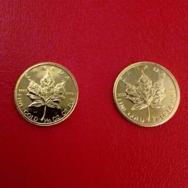 カナダ メイプルリーフ 金貨 1/10オンス 2枚セット