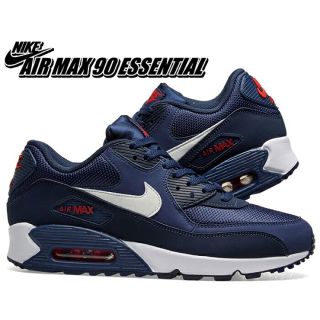 ナイキ(NIKE)のNIKE AIRMAX90 エッセンシャル(ネイビー×ホワイト)(スニーカー)