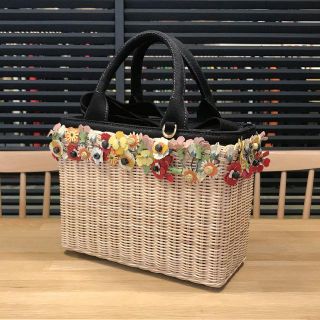 プラダ(PRADA)の新品未使用 プラダ ウィッカー 2WAYハンドバッグ かごバッグ フラワー(かごバッグ/ストローバッグ)