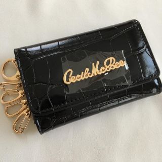 セシルマクビー(CECIL McBEE)の新品 セシルマクビー クロコ型 キーケース ブラック 黒(キーケース)