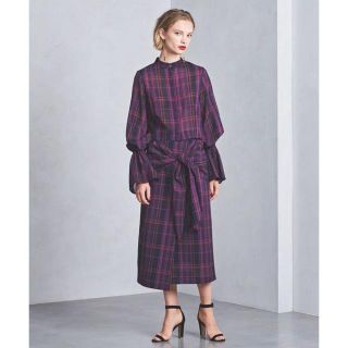 ユナイテッドアローズ(UNITED ARROWS)のELIN（エリン）タータンチェック ボウ スカート　新品(ロングスカート)