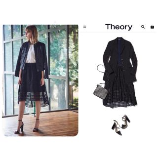 セオリー(theory)の2018SS セオリー オーガンジーチェックスカート    2  美品(ひざ丈スカート)