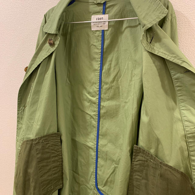coen(コーエン)のcoen スプリングコート グリーン メンズのジャケット/アウター(ステンカラーコート)の商品写真