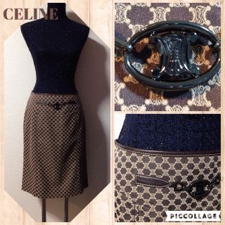 セリーヌ(celine)のCELINEマカダム柄膝丈タイトスカート(ひざ丈スカート)