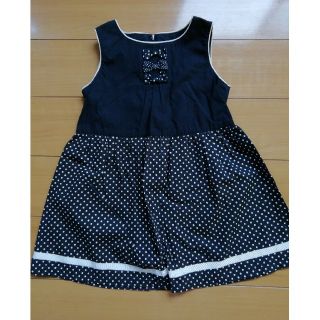 ベベ(BeBe)のbebe ベベ　ワンピース　90　ブラック　水玉　リボン　夏服(ワンピース)