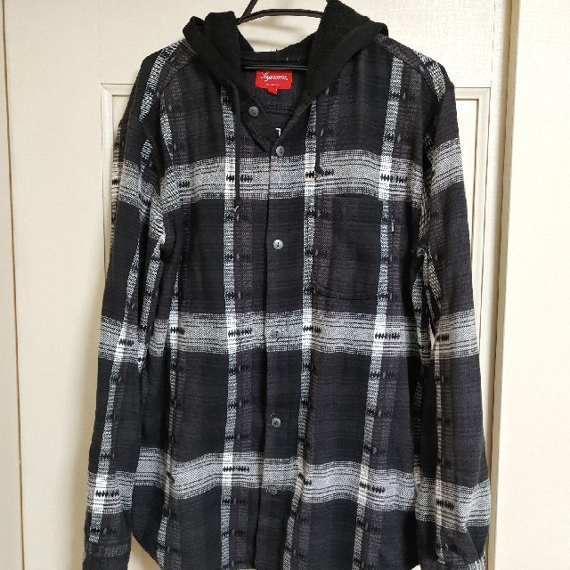 込 Supreme Hooded Jacquard Flannel Shirt