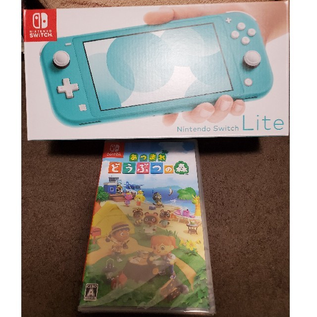 Nintendo Switch(ニンテンドースイッチ)の【プロフ必読様専用】Switch  Lite ターコイズ+どうぶつの森 エンタメ/ホビーのゲームソフト/ゲーム機本体(家庭用ゲーム機本体)の商品写真