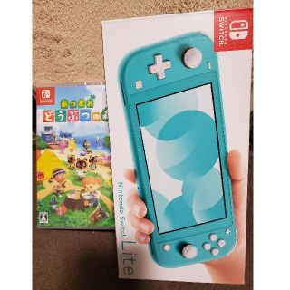 ニンテンドースイッチ(Nintendo Switch)の【プロフ必読様専用】Switch  Lite ターコイズ+どうぶつの森(家庭用ゲーム機本体)