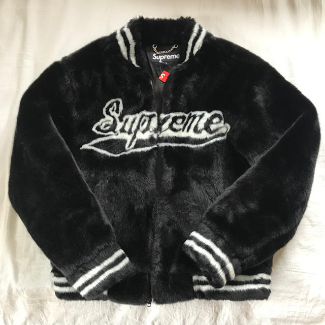 Supreme Faux Fur Varsity Jacket Sサイズ 黒