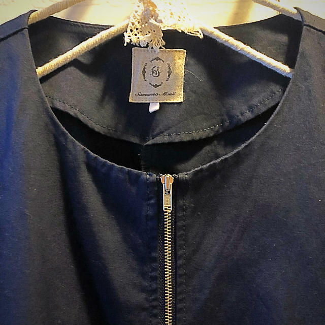 SM2(サマンサモスモス)のニコやん様専用　SM2   襟なし丸首　綿ブルゾン　ネイビー レディースのジャケット/アウター(ブルゾン)の商品写真