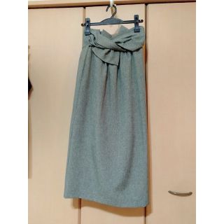 ザラ(ZARA)のかわいいハイウエストリボンスカート！洗える!コットン麻風のポリエステル素材　

(ひざ丈スカート)