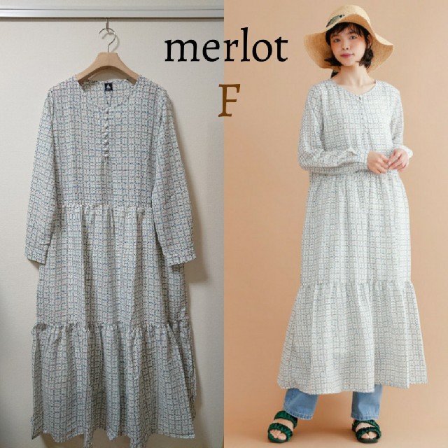 merlot(メルロー)の新品 メルロー merlot 小花柄 シフォン ティアード ワンピース ロング レディースのワンピース(ロングワンピース/マキシワンピース)の商品写真