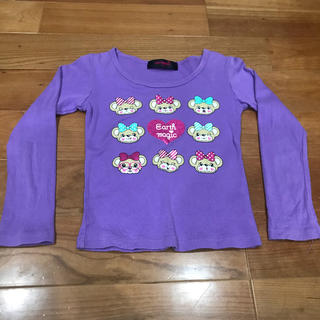 アースマジック(EARTHMAGIC)のアースマジック  マフィーちゃんロンT 紫　120cm(Tシャツ/カットソー)