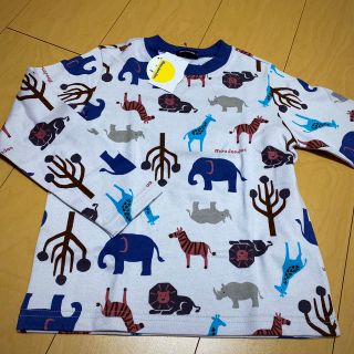 ムージョンジョン(mou jon jon)の新品ムージョンジョンソン120動物ロングTシャツ男の子キッズ象ライオンキリン(Tシャツ/カットソー)