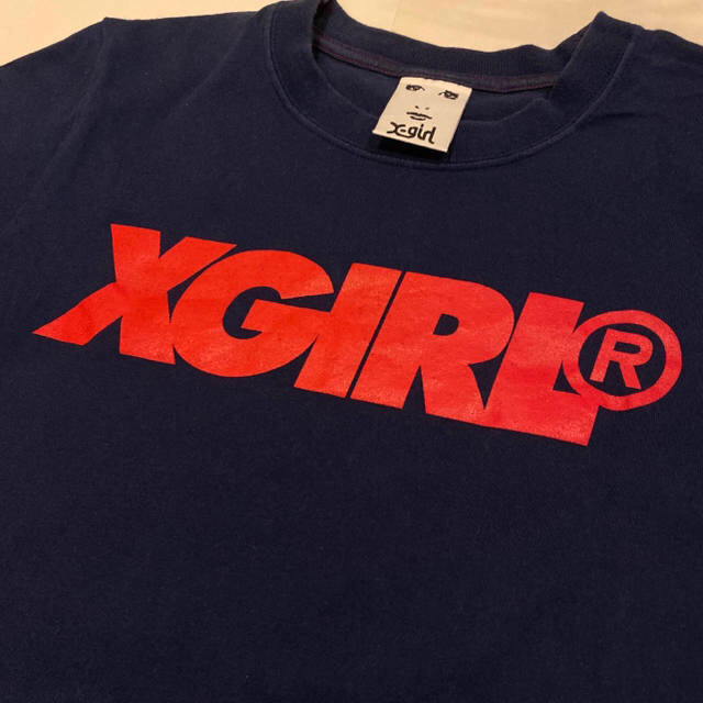 X-girl(エックスガール)の値下げ　X-girl ネイビー ロゴT レディースのトップス(Tシャツ(半袖/袖なし))の商品写真
