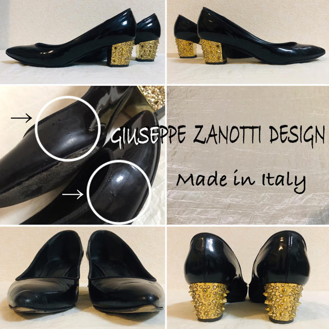 GIUZEPPE ZANOTTI(ジュゼッペザノッティ)のかずき様専用 ▰GIUSEPPE ZANOTTI DESIGNエナメル黒37 ½ レディースの靴/シューズ(ハイヒール/パンプス)の商品写真