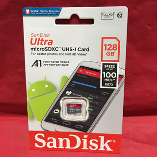 サンディスク(SanDisk)のアプリ高速対応 読込100MB/s SanDisk microSD 128GB(PC周辺機器)