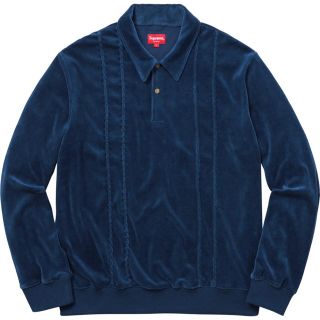 シュプリーム(Supreme)の【美品】supreme velour l/s polo shirt 2017aw(ポロシャツ)