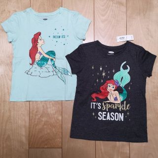 オールドネイビー(Old Navy)の【OLD NAVY】アリエルグリッターTシャツ(5T 110㎝)美品+新品の2枚(Tシャツ/カットソー)