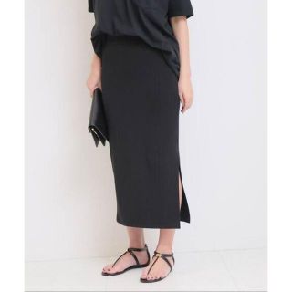 ドゥーズィエムクラス(DEUXIEME CLASSE)の新品19ss★Deuxieme Classeリブスカート★ブラック¥19,800(ひざ丈スカート)