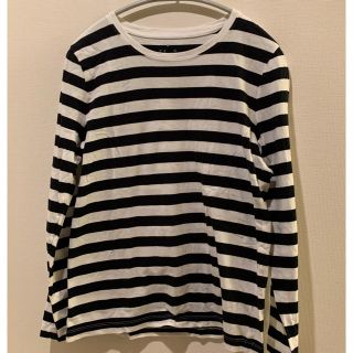 ムジルシリョウヒン(MUJI (無印良品))の無印MUJI ボーダーカットソー　黒×白　ロンT(Tシャツ(長袖/七分))