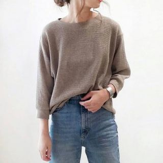 ユニクロ(UNIQLO)のUNIQLO＊ワッフルクルーネックTシャツ＊7部丈(Tシャツ(長袖/七分))