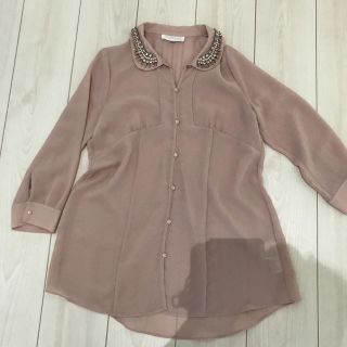 ジルスチュアート(JILLSTUART)のJILLSTUARTのくすみピンク 春 ビジューシャツ♡(シャツ/ブラウス(長袖/七分))