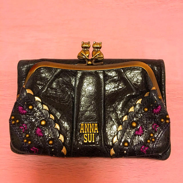 ANNA SUI - ANNA SUI 猫 ネコ 外口金二つ折り財布の通販 by 夢's shop ...