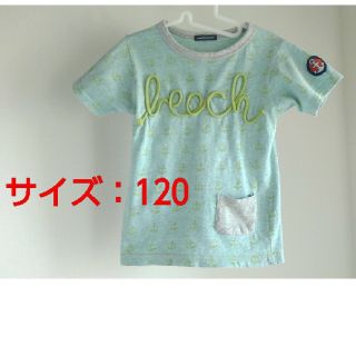 (古着)｢beach｣の紐飾りとポケット･ボタン付きイカリ柄のTシャツ(Tシャツ/カットソー)