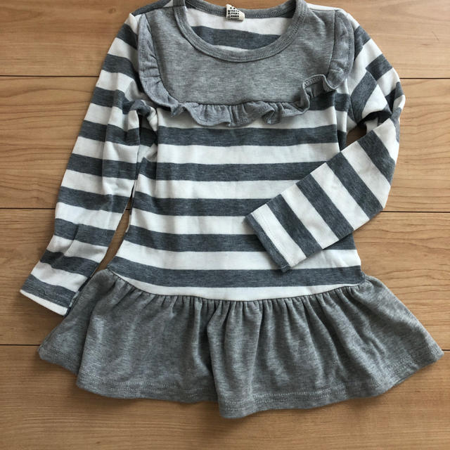 韓国キッズ ボーダーワンピース90cm キッズ/ベビー/マタニティのキッズ服女の子用(90cm~)(ワンピース)の商品写真