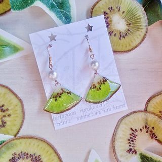 押しフルーツ♡本物のキウイのピアス/イヤリング