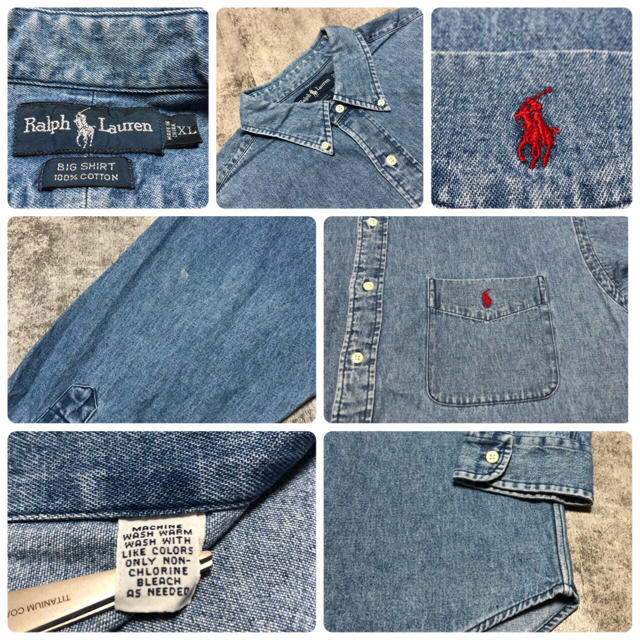 Ralph Lauren(ラルフローレン)の【shiro様専用】ラルフローレン☆刺繍ロゴポケットビッグデニムシャツ メンズのトップス(シャツ)の商品写真