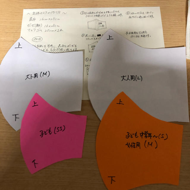 型紙 立体ますく 大人用 子供用 パターン 説明書付き ハンドメイドの素材/材料(型紙/パターン)の商品写真