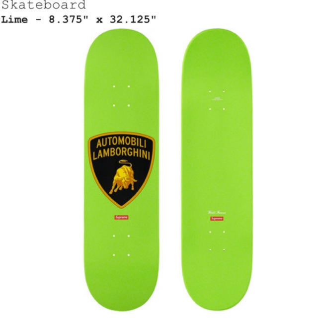 supreme  lamborghini skateboard lime