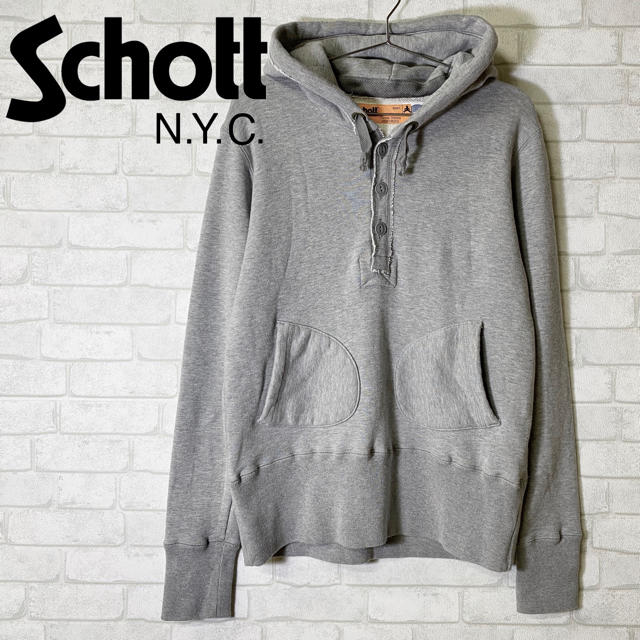 schott(ショット)の【schott】ショット ハーフボタン パーカー リブ太 Hoodie/38 メンズのトップス(パーカー)の商品写真