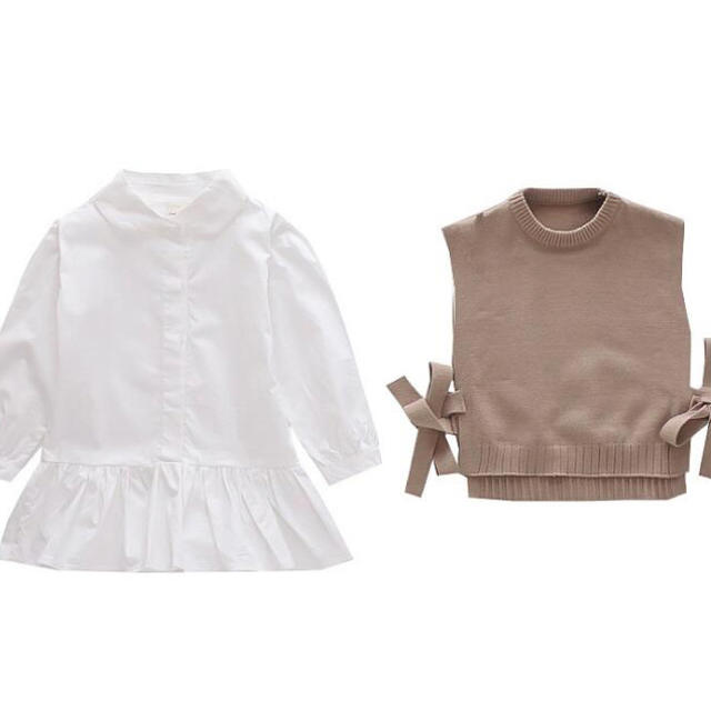 ZARA KIDS(ザラキッズ)のニットベスト＋シャツ　2点セット　90 キッズ/ベビー/マタニティのキッズ服女の子用(90cm~)(ワンピース)の商品写真