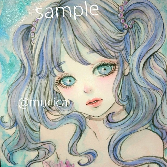 手描きイラスト《 にんぎょちゃん 》オリジナル 水彩画